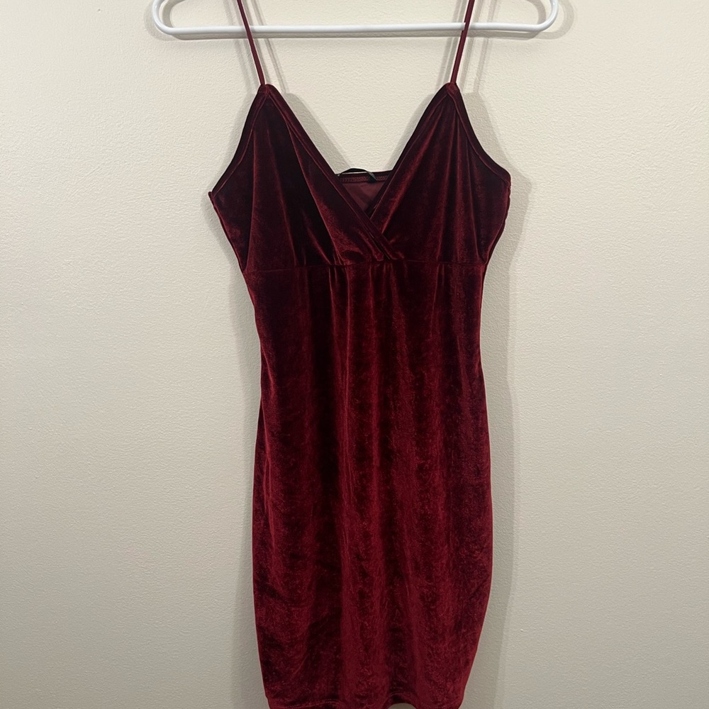 SHEIN Burgundy Velvet Dress